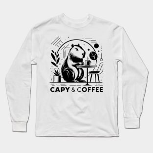 Capy & Coffee Capybara Coffee Capybara Lover Long Sleeve T-Shirt